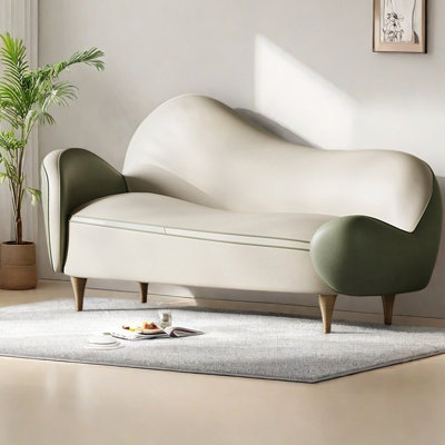Light luxury faux leather solid wood recliner