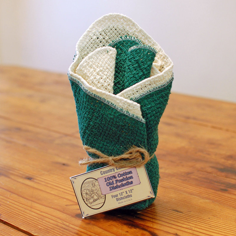 Cotton Dish Towel Kitchen Towel, Green/Tan
