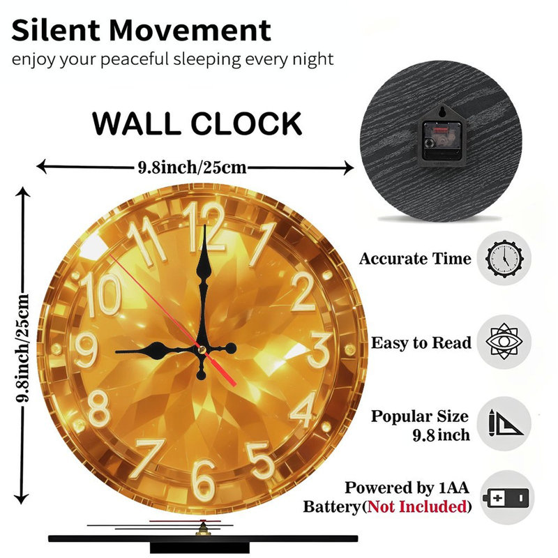Horloge à facettes dorées
