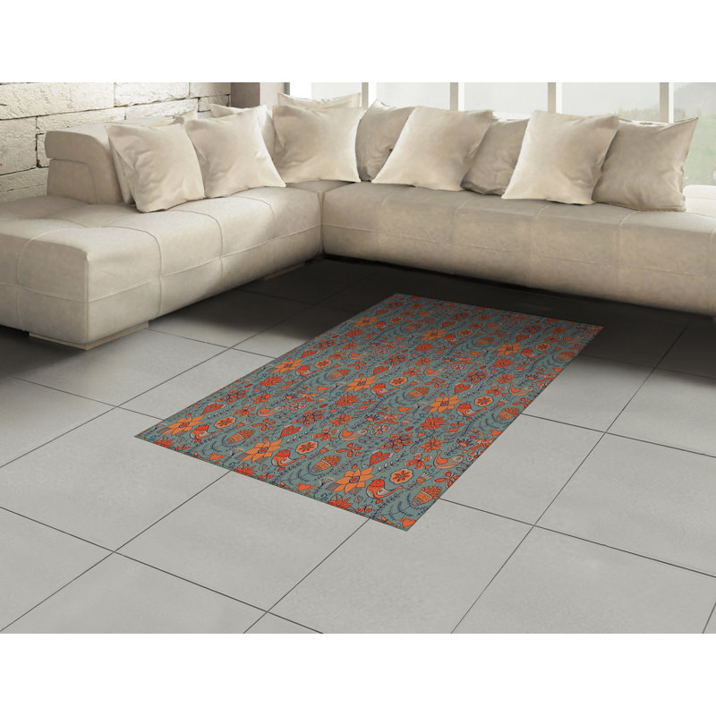 Tapis décoratif à fibres longues haute densité en polyester et coton de style naturel, Rectangle— 4 pi x 5 pi 8 po