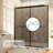 56-60" W x 74" H Double Sliding Shower Door with 1/4"（6mm） Grey Tempered Glass, Matte Black-123410984