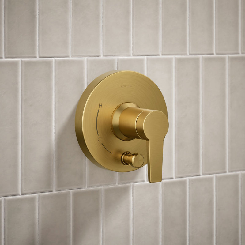 Ensemble de garniture de douche Pitch Rite-Temp avec inverseur à bouton-poussoir 1,75 gal / min, Laiton brossé