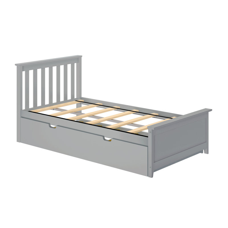 Lit plateforme en bois massif avec lit gigogne Boling par Harriet Bee, Gris, Lit simple