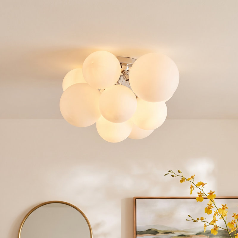 Clarksdale 120W Opal White Flush Mount, Chrome