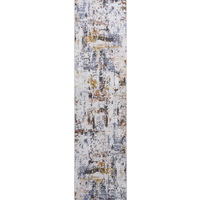 2X8 /Navy Abstract Area Rug - Stain , Non-Shedding, Ideal For Home Decor Enhancement Adds Character To Living Room, Dining, Bedroom
