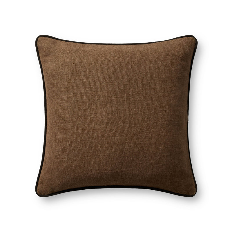 Jeremiah Brent x Loloi Hudson Accent Pillow, Brown / Black, Cover Only, Square 20"H x 20"W
