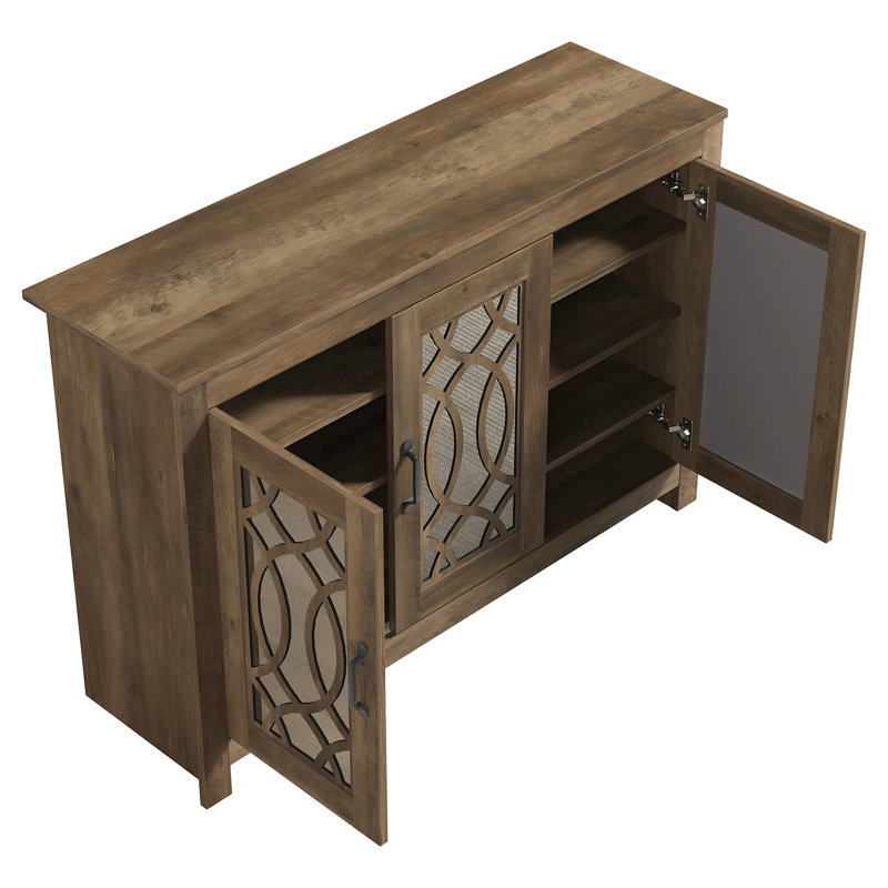 Allivia 16 Pair Shoe Storage Cabinet, Knotty Oak