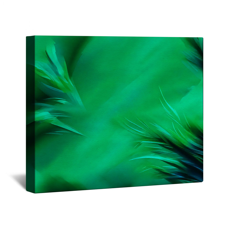 Toile tendue à feuilles abstraites vertes en plusieurs tailles, 12 x 12 pouces
