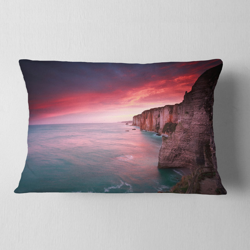 Coussin lombaire avec plage et lever de soleil sur la mer, 12 po x 20 po, Rectangulaire