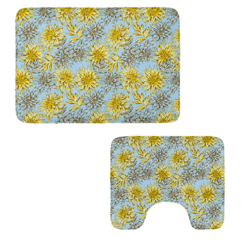  Ensemble de 2 tapis floraux pour salle de bain