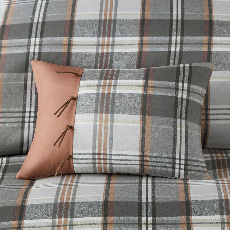 Tan and Gray Plaid Twin/Twin XL Microfiber Comforter Set