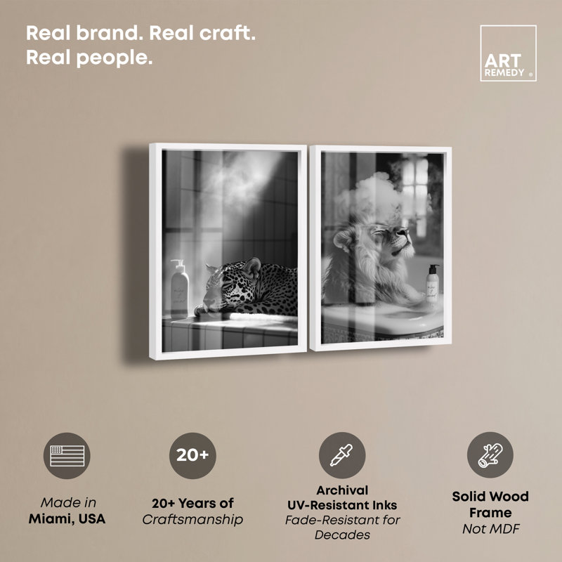 «Unwind Animal Set» par Art Remedy, H 17 po x l 24 po, Blanc