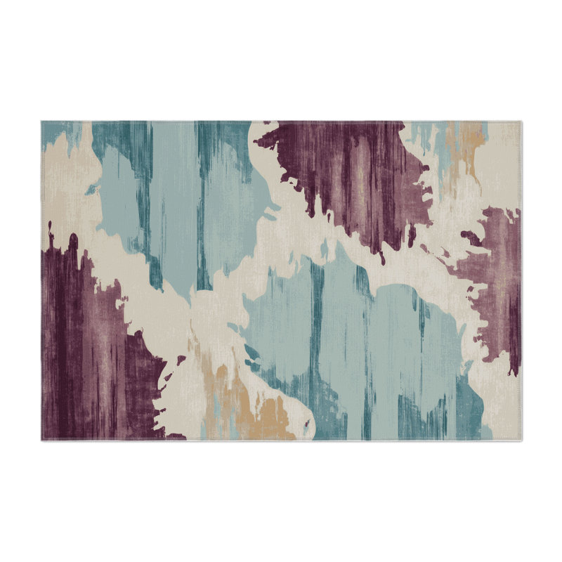 Watercolor Brown Indoor and Outdoor Area Rug, Rectangle 3' x 5'