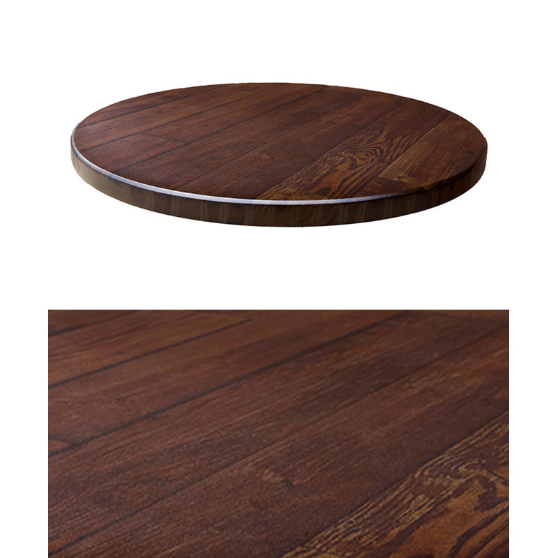 Plateau de table rond d'intérieur en bois thermolaqué, H 1,125 po x L 36 po x l 36 po, Planche de chêne rouge