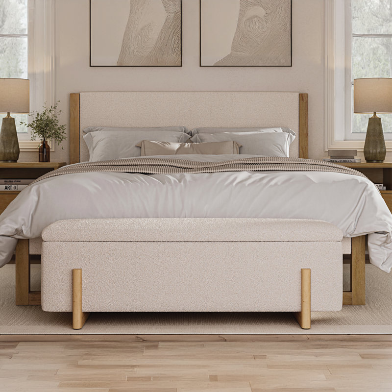 Sadeel Upholstered Boucle Flip Top Storage Bench