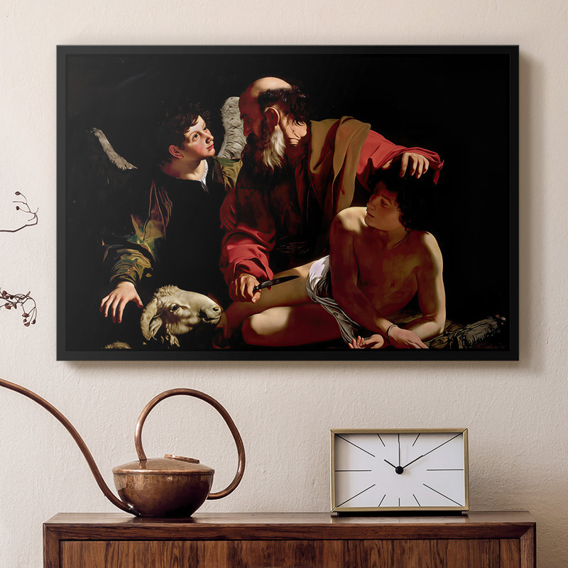 Le Sacrifice d'Isaac (version Uffizi), v. 1603 - Toile tendue avec châssis Caravaggio, 16 x 24, Noir