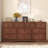 63 Inch Dresser for Bedroom, 10 Drawer Dresser with Large Drawers, Mid Century Modern Wide Wood Chest for Living Room, Hallway, Cherry Wood Color-827766338
