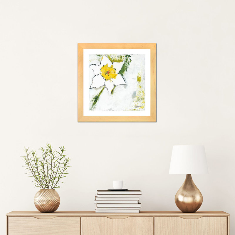 Impression, Papier avec cadre beige, H 16 po x l 16 po x p 1 po, Blanc