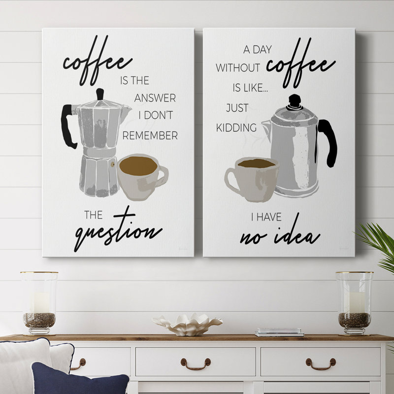 «Coffee is the Response» - Toile tendue avec châssis de qualité supérieure - Prêt à accrocher, H 60 po x l 80 po