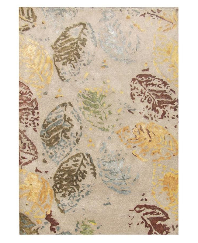 Hand Woven Cotton and Wool Floral Area Rug