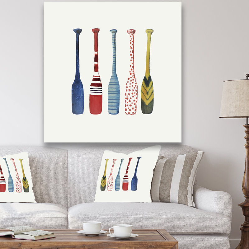 «Lakehouse Paddle», reproduction d'art sur toile rustique - cinq raquettes, H 16 po x l 16 po x P 1 po, Toile tendue