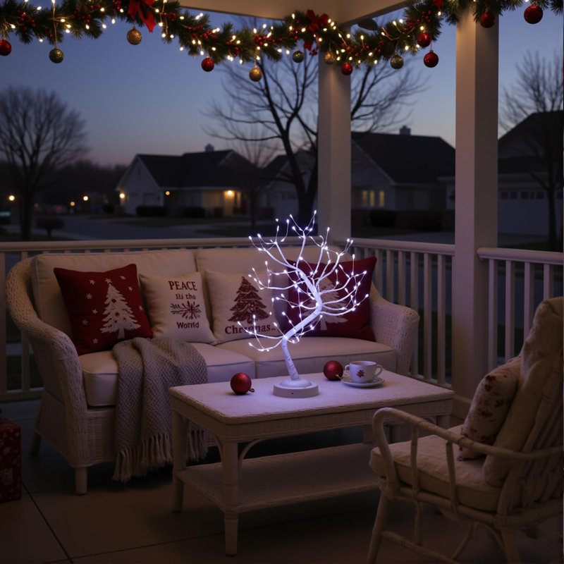 108 Bonsai de table à DEL avec 20 pouces de lumière, fée décorative, arbre artificiel, à pile, pour brindilles, fête, fête de mariage, décoration de Noël (blanc froid)