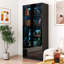 Vitrine avec portes en verre, armoire de rangement Curio avec 2 tiroirs