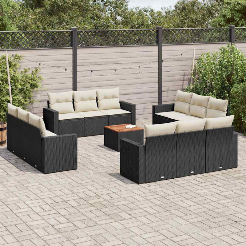 Ensemble de canapé de jardin Vidaxl noir, blanc crème