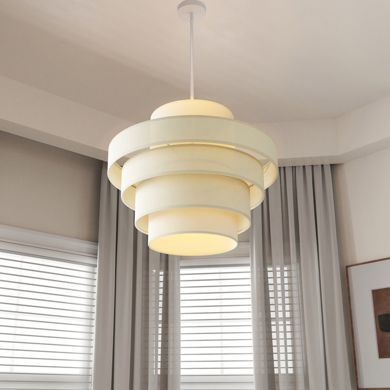 Luminaire suspendu surdimensionné à 6 lumières avec abat-jour en tissu 23,62 pouces