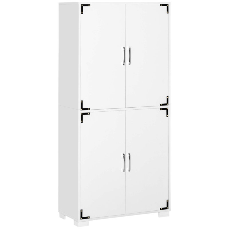 Industrial Kitchen Pantry Cabinet with 4 Door Cupboard and Storage Shelves, Freestanding Storage Solution