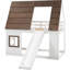 Lit superposé simple en blanc + brun - avec toit et glissade pour la chambre à coucher avec fabrication en bois