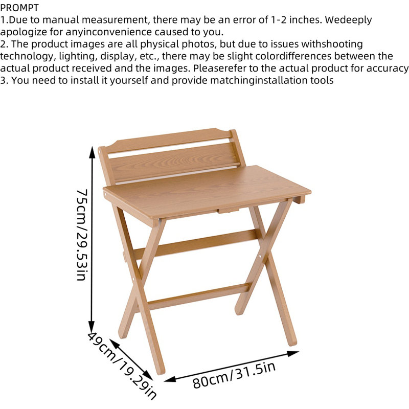 1pc, bureau pliable, bureau d'ordinateur de chevet, petite table de salle à manger simple faisant face au mur, table pliante de chambre à coucher