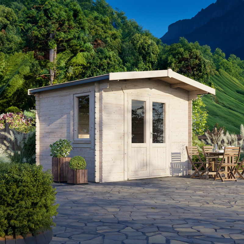 Powersheds Apex 10 x 12ft Chalet Log Cabin, Doors to the Right - 44mm