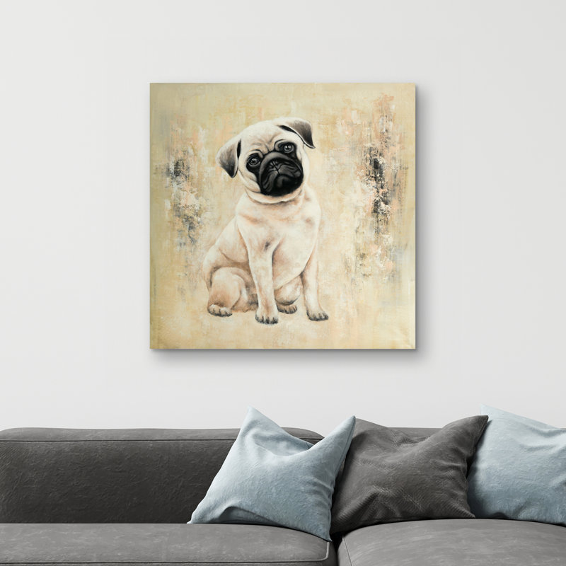 Small pug dog - 32"x32" art on canvas