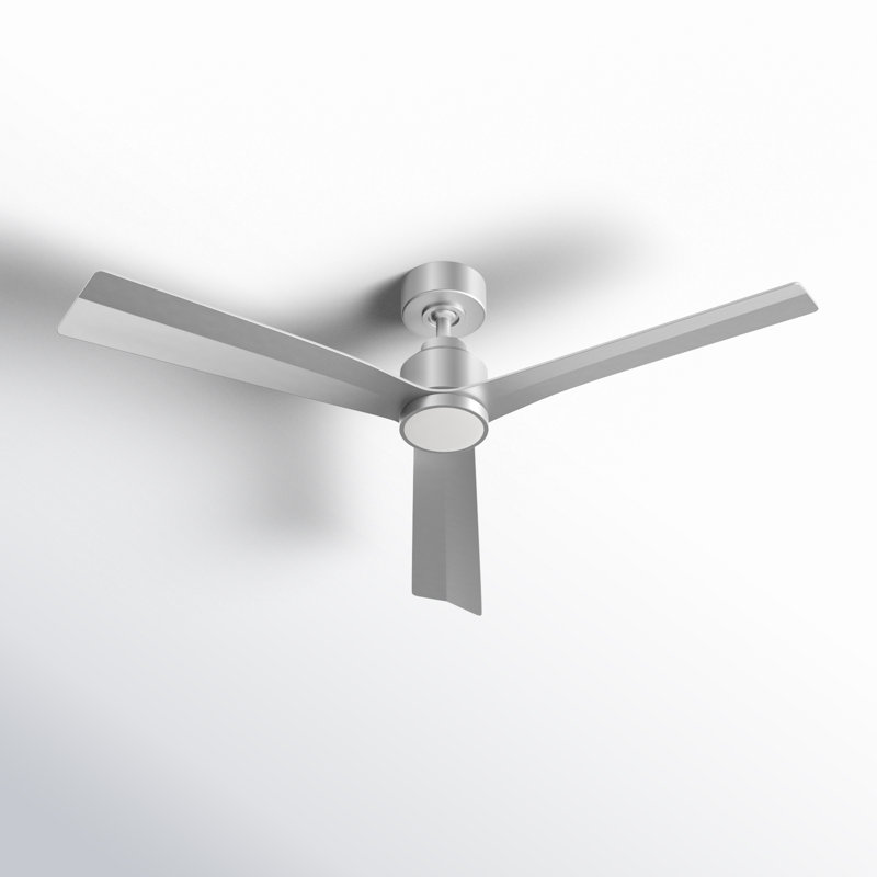 52" 3 Blade Smart Ceiling Fan with Remote Control Included, Brushed Aluminum, With Light Kit