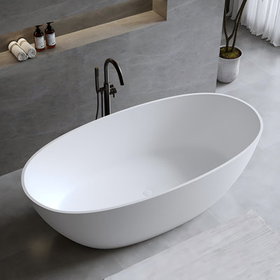 66.93"x31.50"Artificial Stone Oval One-piece Freestanding Bathtub for Small Homes