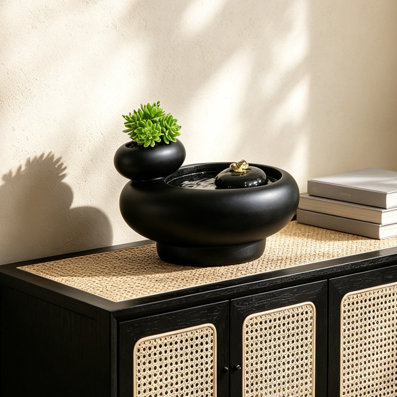 Fontaine de table pour table, fontaine de bureau Zen d'intérieur Blac, dispositif d'eau en résine pour ami