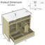 Meuble-lavabo 36 po - coin rabattable, 7 tablettes ouvertes et tiroir à ouverture par pression. Structure en bois massif, plateforme de robinet 4 po, étoile de rangement compacte-1015250957