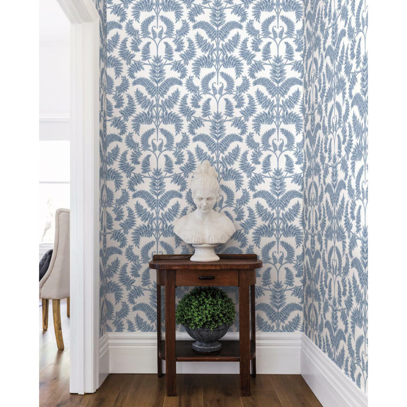 Royal Fern Damask Wallpaper, Blue