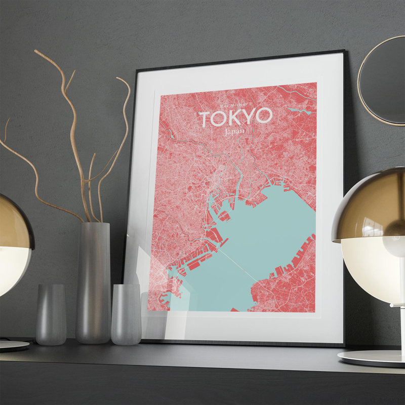 Tokyo City Map In Maritime - No Frame Print, 27.6cm H x 19.7cm W x 0.05cm D