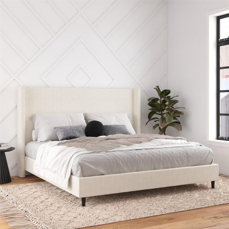 Birzer King Upholstered Wingback Bed