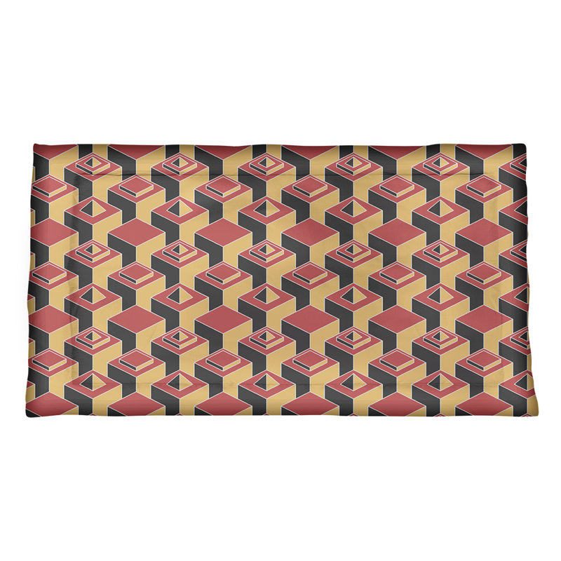 Taie décorative de coussin classique de gratte-ciels, Reine, Polyester, Rouge/jaune