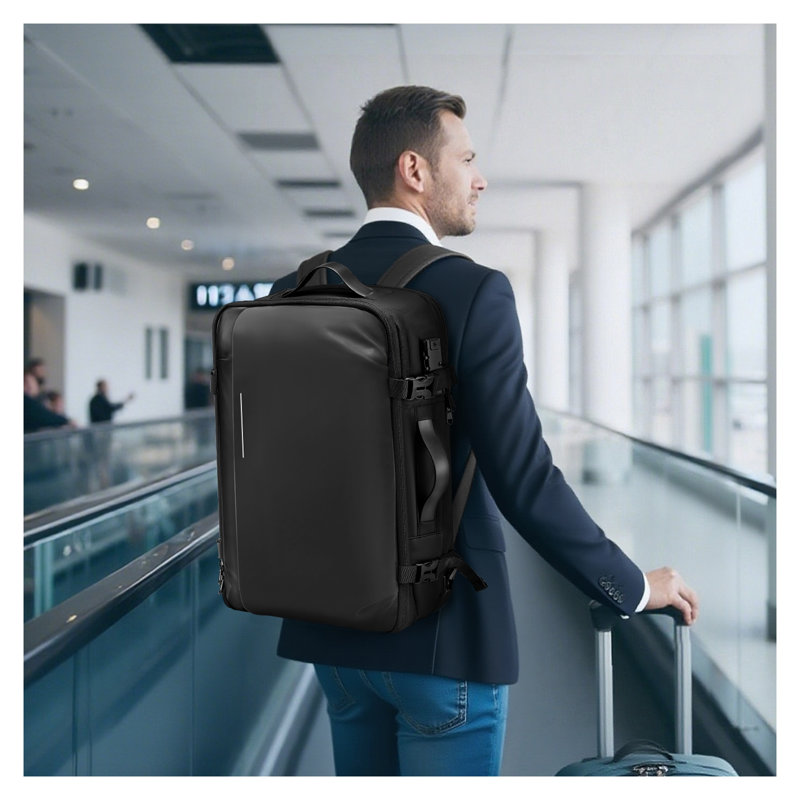 Sac à dos de voyage à compression 65L extensible avec verrou TSA - Bagage de cabine résistant à l'eau pour affaires et aventure
