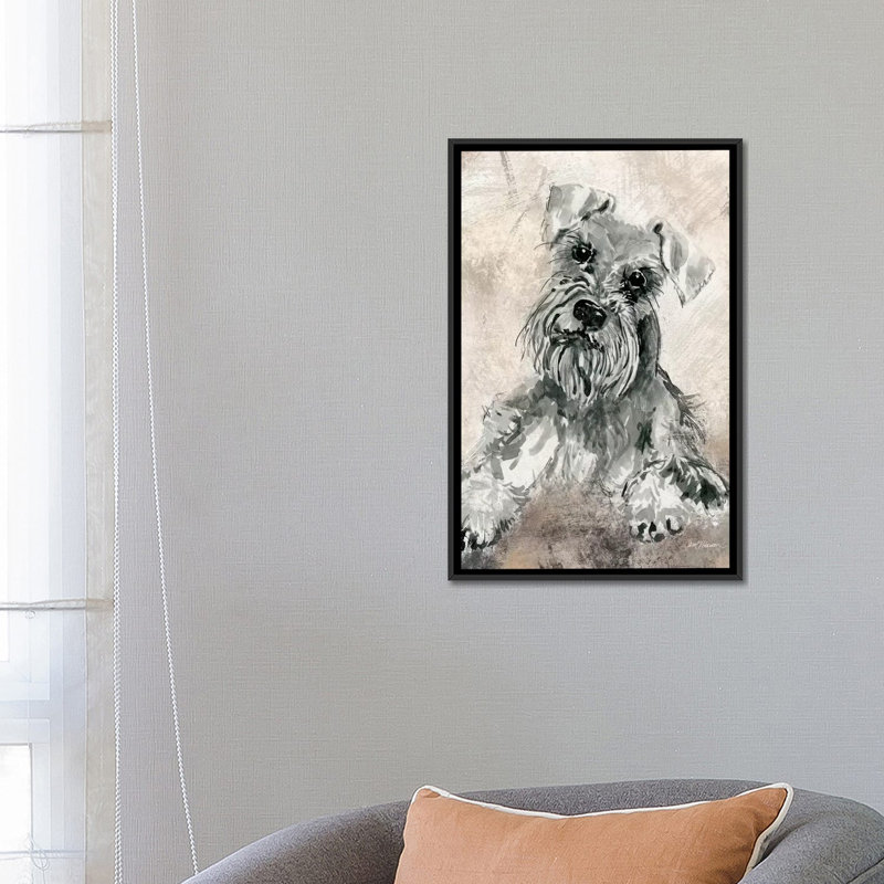 « sketchy study : schnauzer », impression sur toile, H 26 po x l 18 po x P 1,5 po, Toile avec cadre noir, Pas de tapis