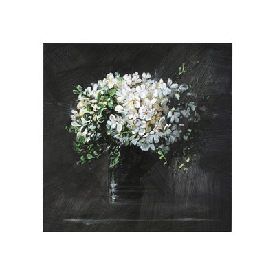 Nature morte fleurs I une toile texturée embellie à la main