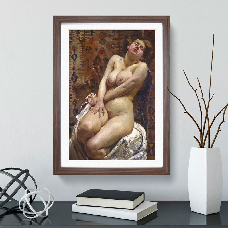 Female Nude by Lovis Corinth - Picture Frame Painting, 65cm H x 48cm W x 2cm D, Walnut Framed