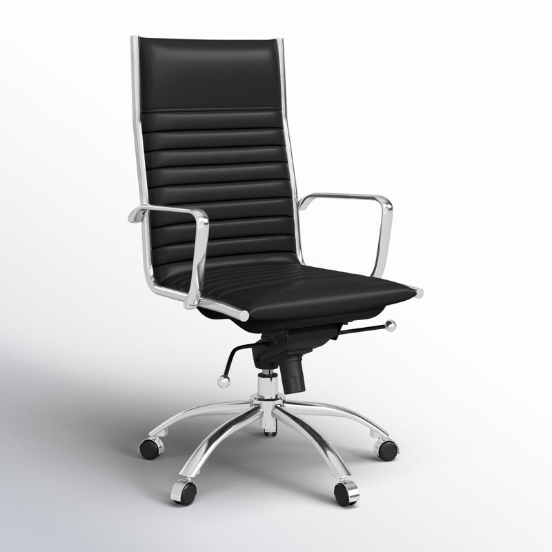 Naida Task Chair, Chrome, Black Faux Leather
