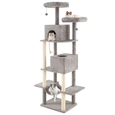  81'' Large Cat Tree for Indoor Cats Multi-level Kitty Climbing Tower w/ 2 Condos