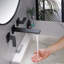 Robinet de baignoire carré carré à 2 poignées pour baignoire romaine en or brossé-105339524