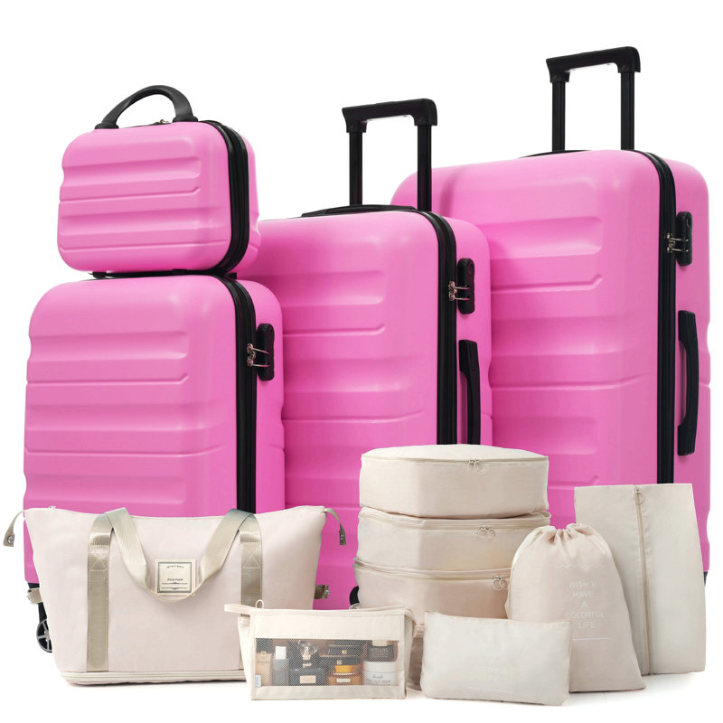 Ensemble de valises Hardshell ABS - Valises légères et durables avec deux roulettes pivotantes, tailles de bagage à main et pour bagages